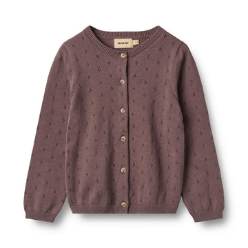 Feinstrick Cardigan Maia plum - Wheat
